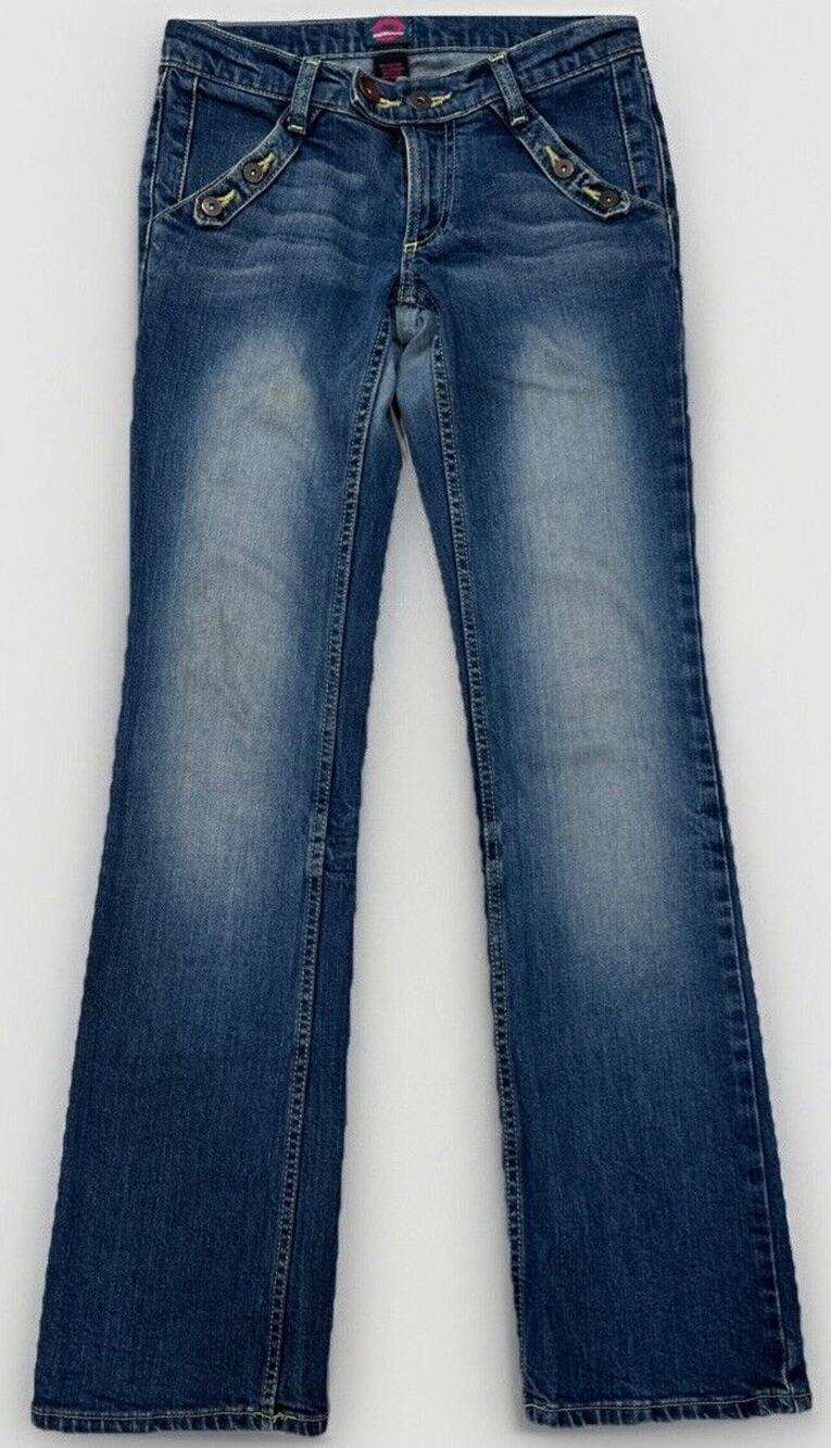 Vintage Fiorucci Womens Jeans Size 3 Y2K Bootcut Medium Wash Flared Western Blue